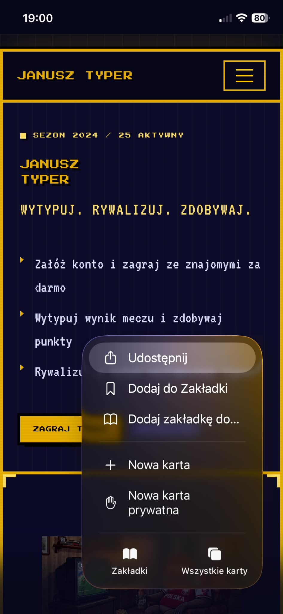 Krok 1 – ikona udostępniania w Safari
